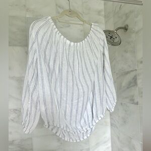 Blue and white striped GAP puff sleeve blouse!